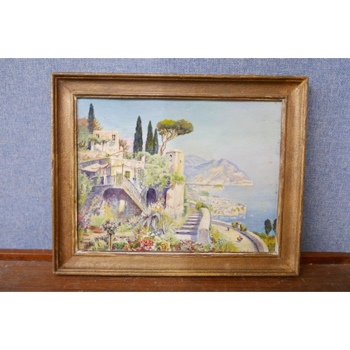 56 - Rene Roger, Neopolitan landscape, oil on board, signed lower right, 25 x 32cms, frames