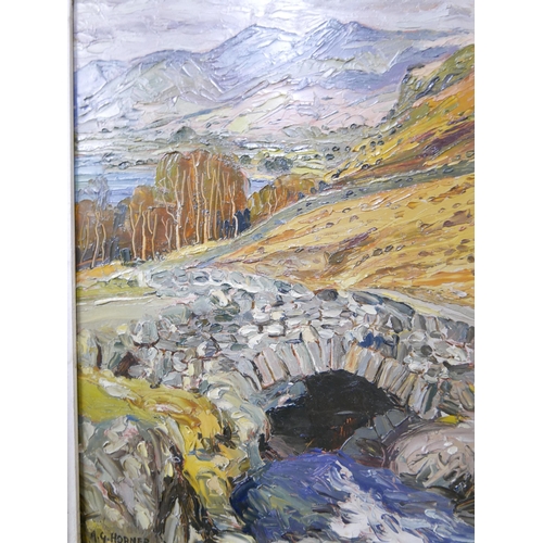 60 - A.G. Horner (20th Century), Lake District landscape, oil on board, signed and dated 1958 lower left,... 