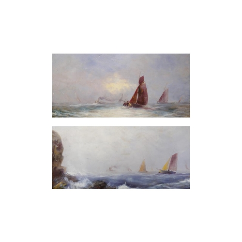 68 - E. Chester (late19th/early 20th Century), pair of seascapes, oil on board, 28 x 53cms, framed