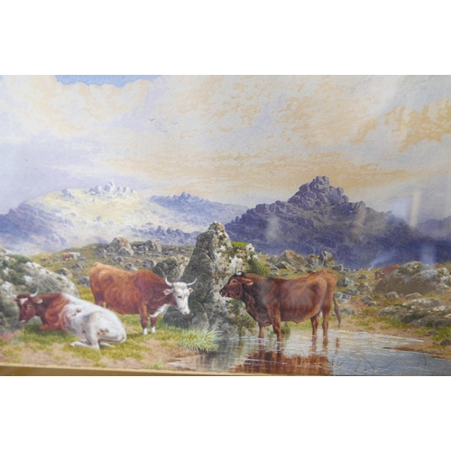 70 - C. Britton (early 20th Century), landscape with cattle watering, watercolour, signed lower right, 26... 