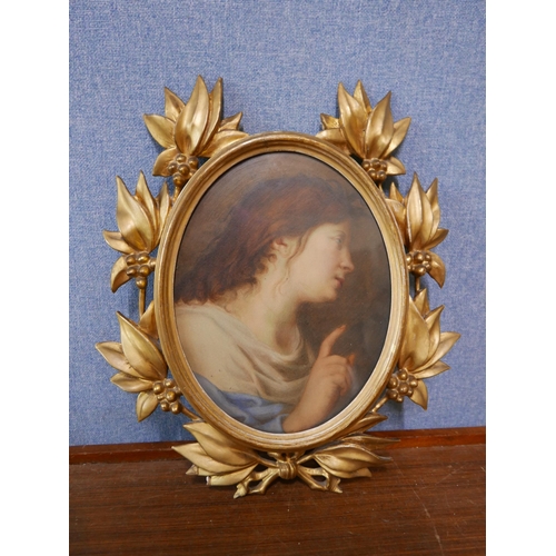 8 - Pre-Raphaelite School (late 19h Century), oval portrait of a lady, watercolour, 27 x 21cms, framed