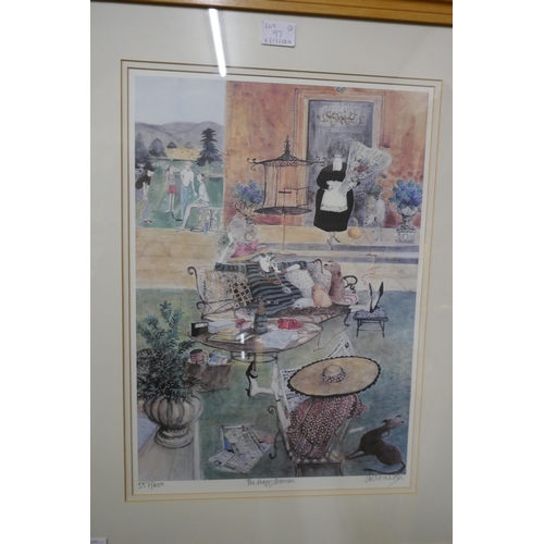 97 - A signed Sue McCartney limited edition print, The Happy Woman, 48 x 34cms and a signed Patrick Proct... 