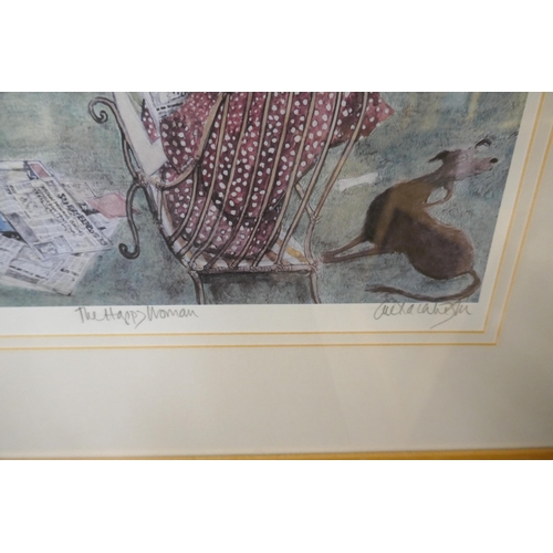 97 - A signed Sue McCartney limited edition print, The Happy Woman, 48 x 34cms and a signed Patrick Proct... 