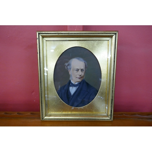 99A - Samuel Benjamin Mortimer, self portrait, overpainted photograph, 17 x 13cms, framed