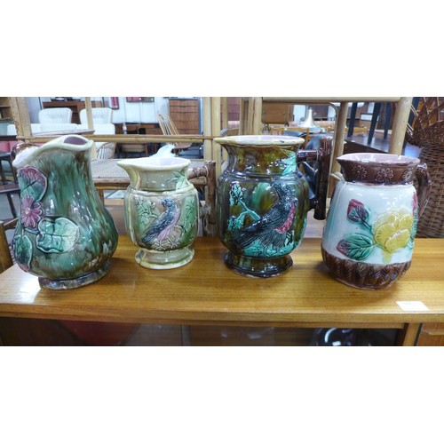 484 - Four 19th Century majolica porcelain jugs