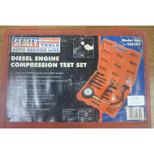 2316 - A Sealey diesel engine compression test kit - model no. VSE204 *This lot is subject to VAT