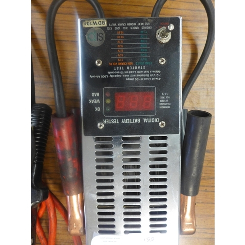 2353 - A SIP BDW104 digital battery tester and pair of heavy duty jump leads *This lot is subject to VAT