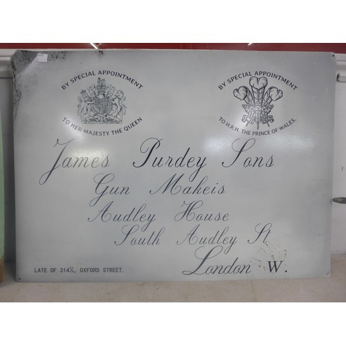 2106A - A James Purdey advertising tin sign