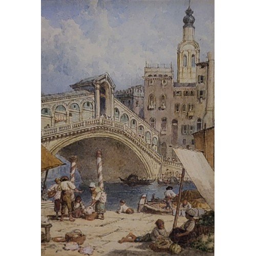 44 - Attributed to Myles Birket Foster R.W.S. (1825-1899), Rialto Bridge, Venice, watercolour, signed low... 