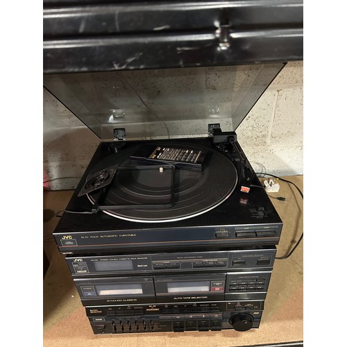 2116A - A JVC hi-fi system DR-E2L and AL-EI turntable with remote