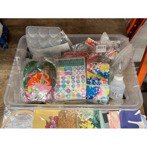 2239A - A tray of asscorted craft items including stickers, fabric, bunting etc