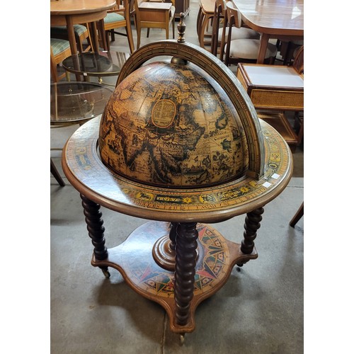 122B - An Italian terrestrial globe cocktail cabinet/trolley