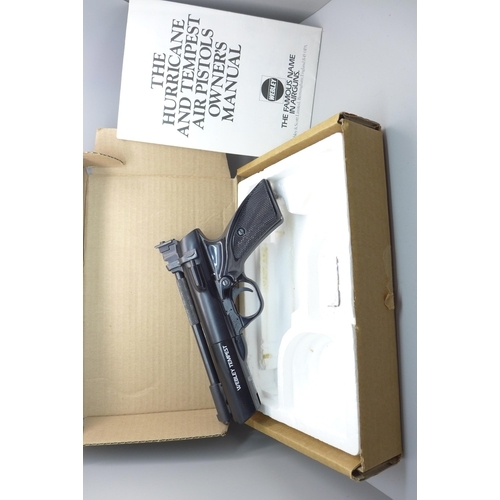 858 - A Webley Tempest 22-5.6 calibre target shooting  air pistol, boxed