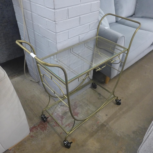 1998 - A gold and glass drinks trolley