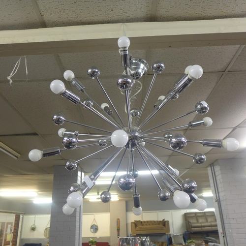 1411 - A retro style chrome, multi branch light fitting