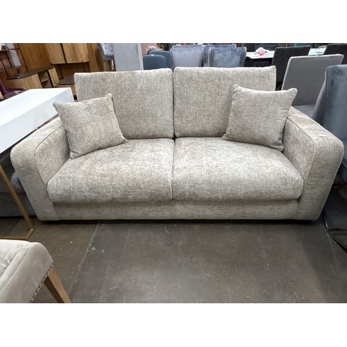 1386 - A Shada hopsack aluminium velvet upholstered three seater sofa