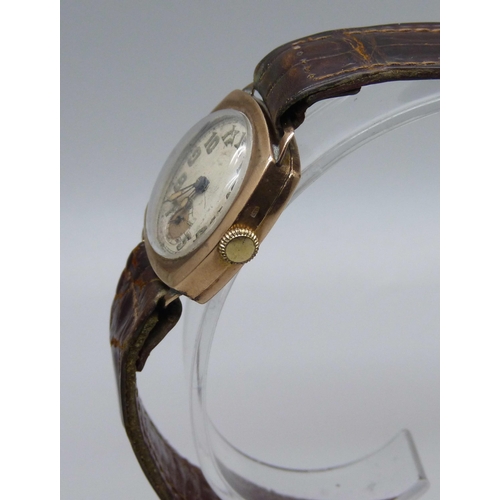 1016 - A vintage 9ct gold wristwatch, London 1937, 27mm case