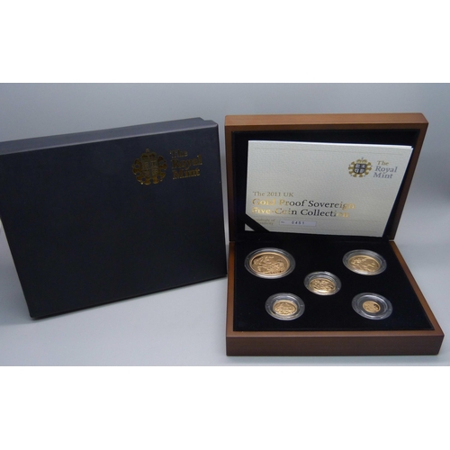 1016A - The Royal Mint, The 2011 Gold Proof Sovereign Five Coin Collection, 0451