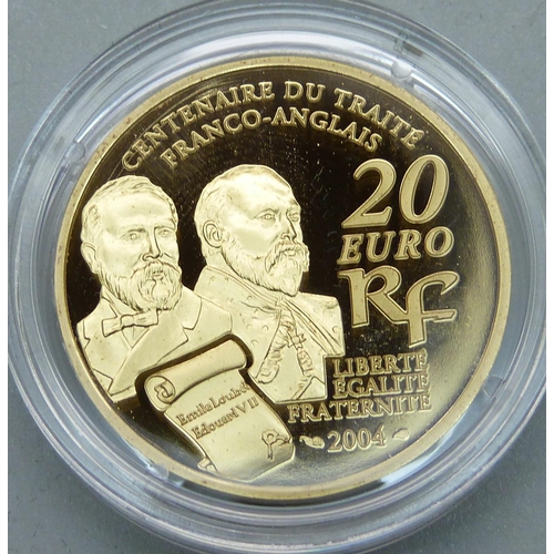 1016B - The Royal Mint, The 100th Anniversary of the Entente Cordiale, Limited Edition, one 17g 20 Euro coin... 