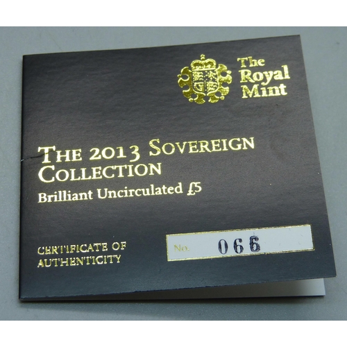 1016F - The Royal Mint, 2013 Sovereign Collection, Brilliant Uncirculated £5, 066