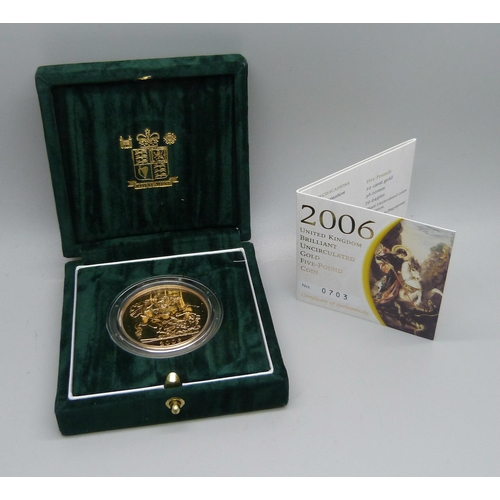 1016G - The Royal Mint, 2006 UK Brilliant Uncirculated Gold £5 Coin, 0703