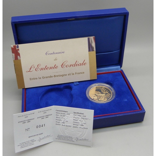 1016H - The Royal Mint, The 100th Anniversary of the Entente Cordiale Coin, Limited Edition, one 17g 20 Euro... 