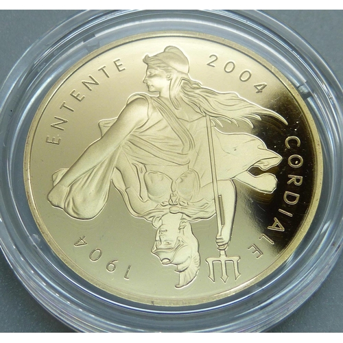 1016H - The Royal Mint, The 100th Anniversary of the Entente Cordiale Coin, Limited Edition, one 17g 20 Euro... 