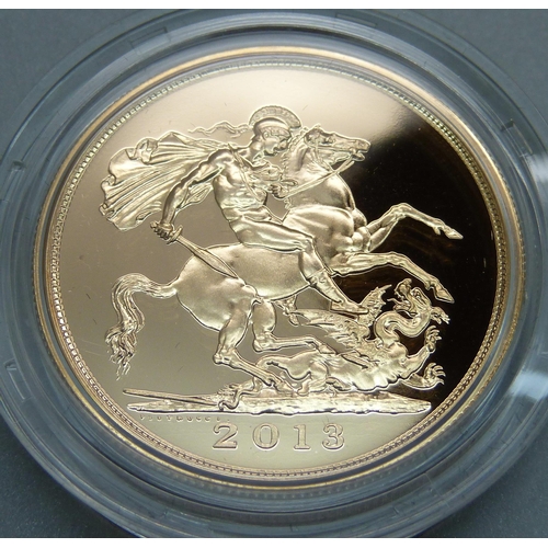 1016I - The Royal Mint, The 2013 Sovereign Collection, £5 gold coin, no.130