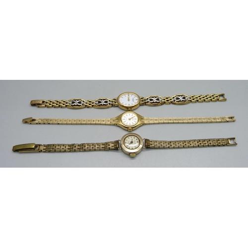 1027 - Three lady's wristwatches including a 9ct gold cased Avia wristwatch