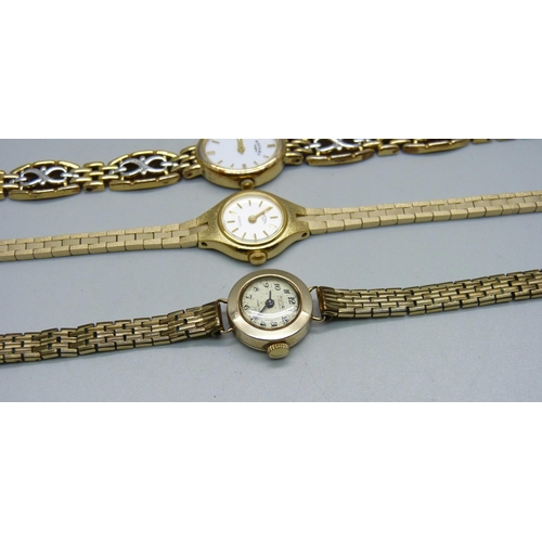 1027 - Three lady's wristwatches including a 9ct gold cased Avia wristwatch