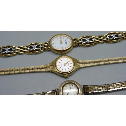 1027 - Three lady's wristwatches including a 9ct gold cased Avia wristwatch