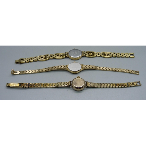 1027 - Three lady's wristwatches including a 9ct gold cased Avia wristwatch