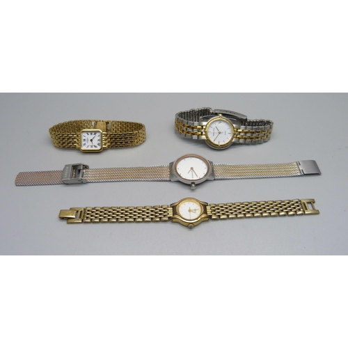 1028 - Four lady's wristwatches; Skagen, Seiko, Solvil & Titus and Rotary