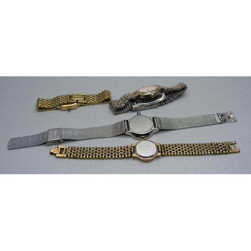 1028 - Four lady's wristwatches; Skagen, Seiko, Solvil & Titus and Rotary