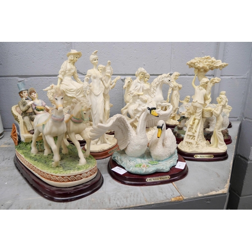 1082 - Ten resin figures on wooden plinths, mainly The Juliana Collection **PLEASE NOTE THIS LOT IS NOT ELI... 