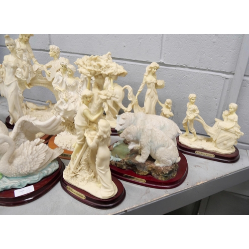 1082 - Ten resin figures on wooden plinths, mainly The Juliana Collection **PLEASE NOTE THIS LOT IS NOT ELI... 