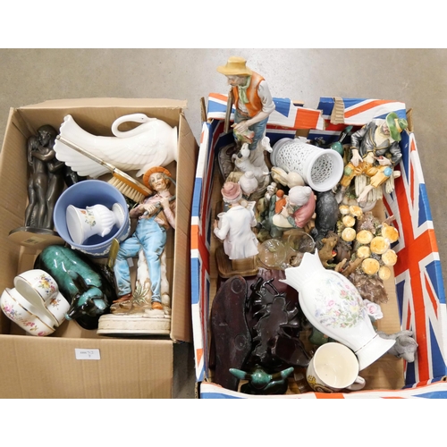 1086 - Two boxes of assorted china including a Wedgwood Jasperware planter **PLEASE NOTE THIS LOT IS NOT EL... 