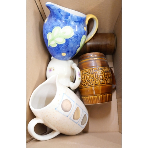 1098 - Two boxes of pottery, large jugs, pitchers and pots **PLEASE NOTE THIS LOT IS NOT ELIGIBLE FOR POSTI... 