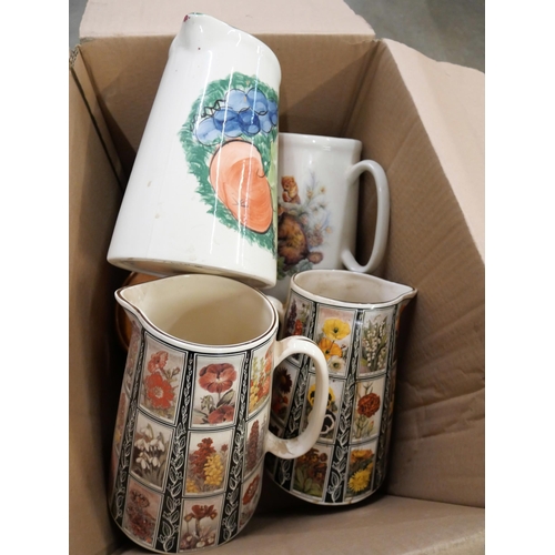 1098 - Two boxes of pottery, large jugs, pitchers and pots **PLEASE NOTE THIS LOT IS NOT ELIGIBLE FOR POSTI... 