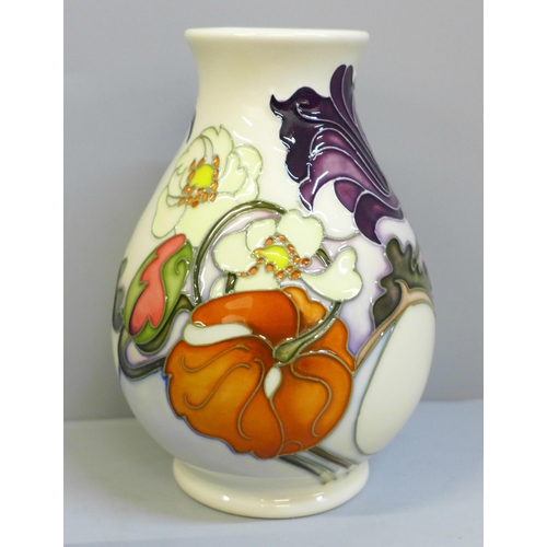 603 - A Moorcroft Sandringham Bouquet vase, designed by Emma Bosson, 14cm, boxed