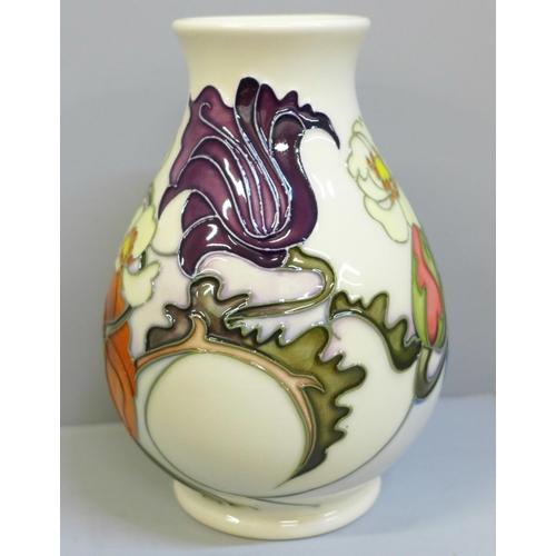 603 - A Moorcroft Sandringham Bouquet vase, designed by Emma Bosson, 14cm, boxed