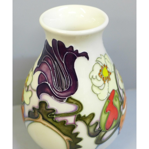 603 - A Moorcroft Sandringham Bouquet vase, designed by Emma Bosson, 14cm, boxed