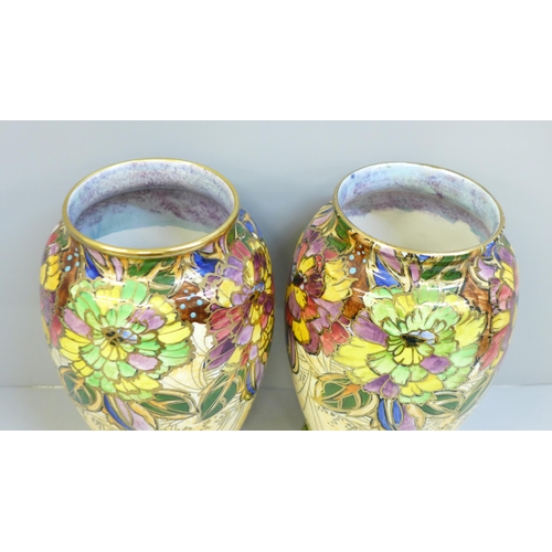 611 - A pair of Royal Winton lustre vases, 20.5cm