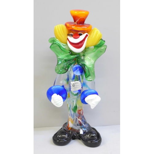 616 - A Murano glass clown, 23cm, (with some sharp edges)