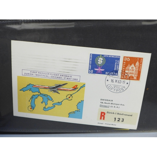 629 - Stamps; Switzerland postal history in album 1969 onwards including WWI and WWII censored covers (44)