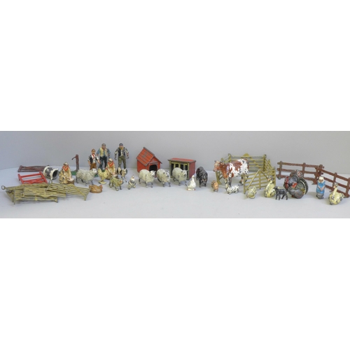 637 - Lead farmyard figurines including Britains