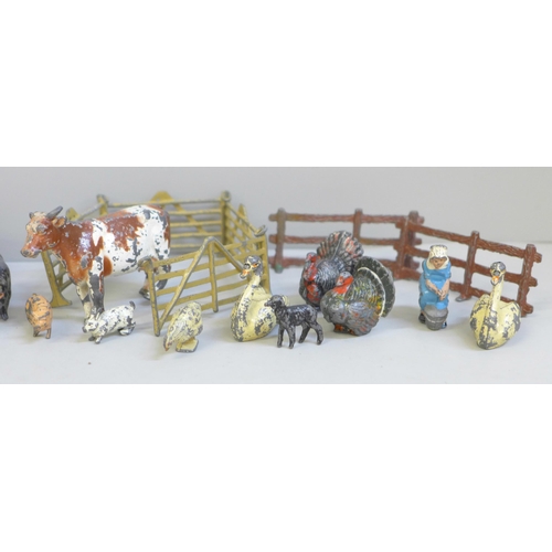 637 - Lead farmyard figurines including Britains