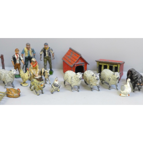 637 - Lead farmyard figurines including Britains