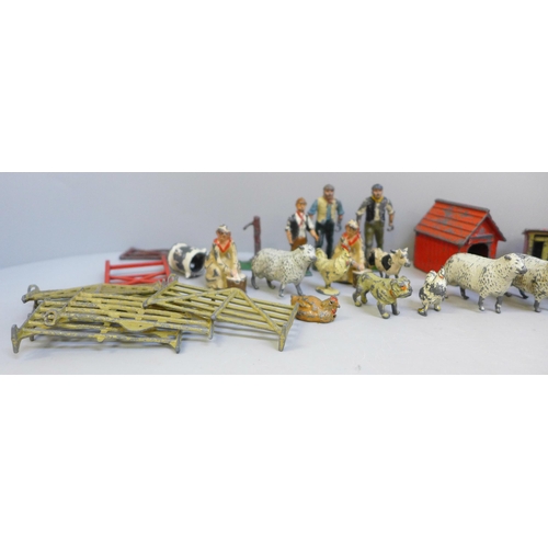 637 - Lead farmyard figurines including Britains