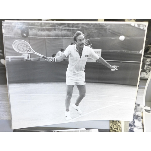 659 - Sixty original tennis press photographs from Wimbledon in the 1940s, 50s and 60s includes Rod Laver,... 